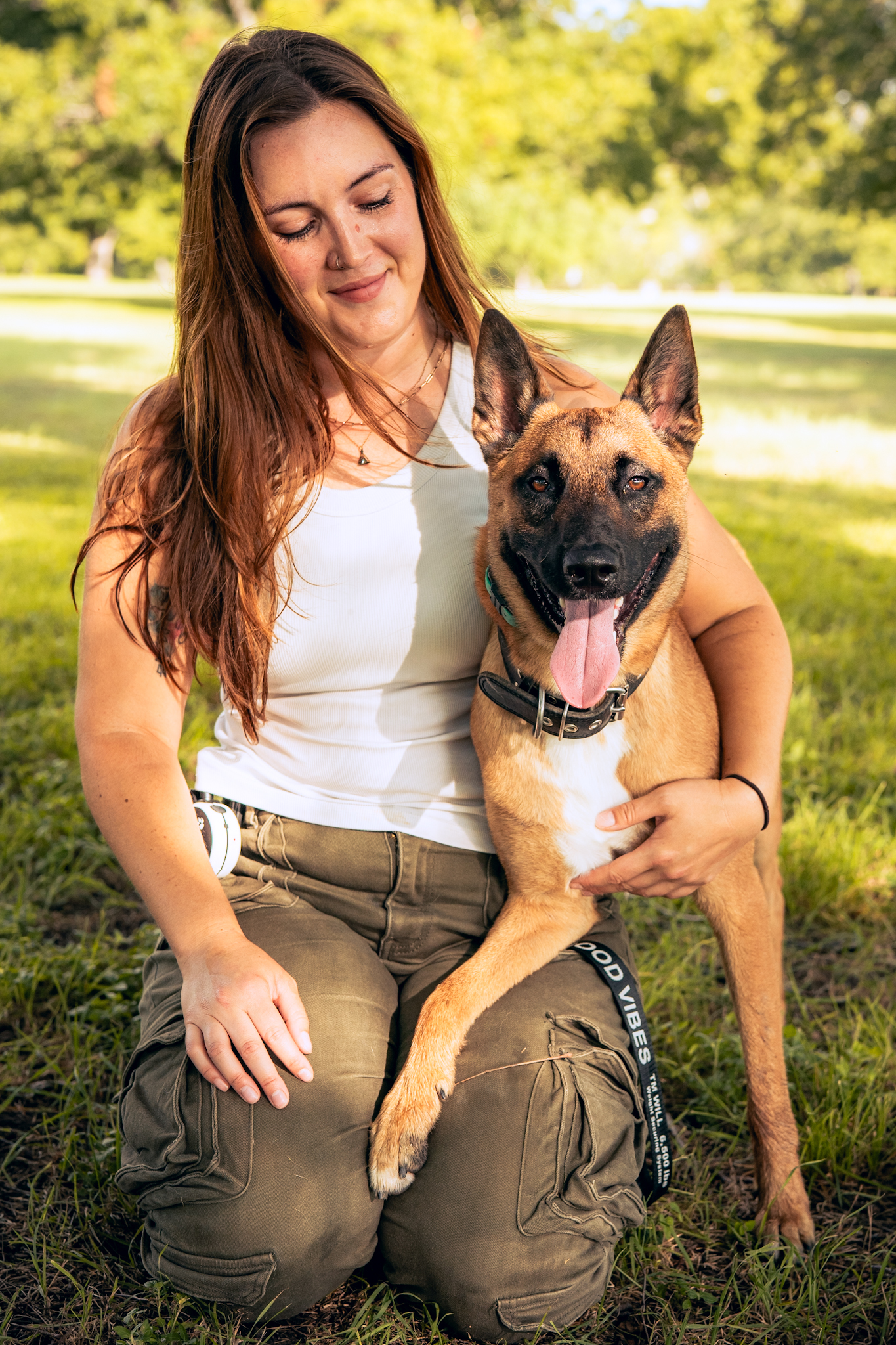 Caylen with her Belgian Malinois